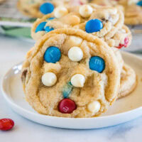 cropped close up 4th of july cookies on a white plate