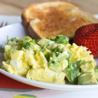 Avocado Scrambled Eggs - creamy scrambled eggs with heart healthy, buttery avocado