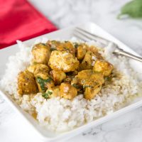 Basil Coconut Chicken Curry - chicken curry made with coconut and lots of fresh basil. Ready in minutes, super easy, and great for any night of the week.