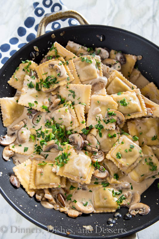 Skillet Beef Stroganoff - This beef stroganoff ravioli skillet is a quick and easy weeknight meal. All you need is one pan and 20 minutes!