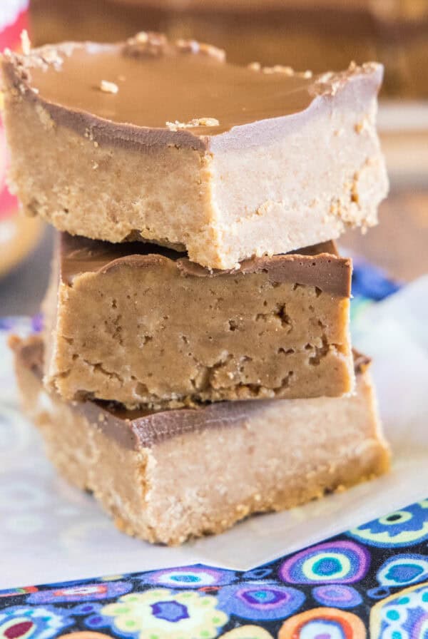 cropped close up biscoff bars on parchment paper