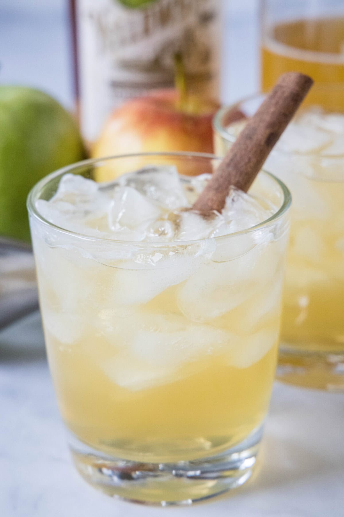 bourbon apple cider in a glass