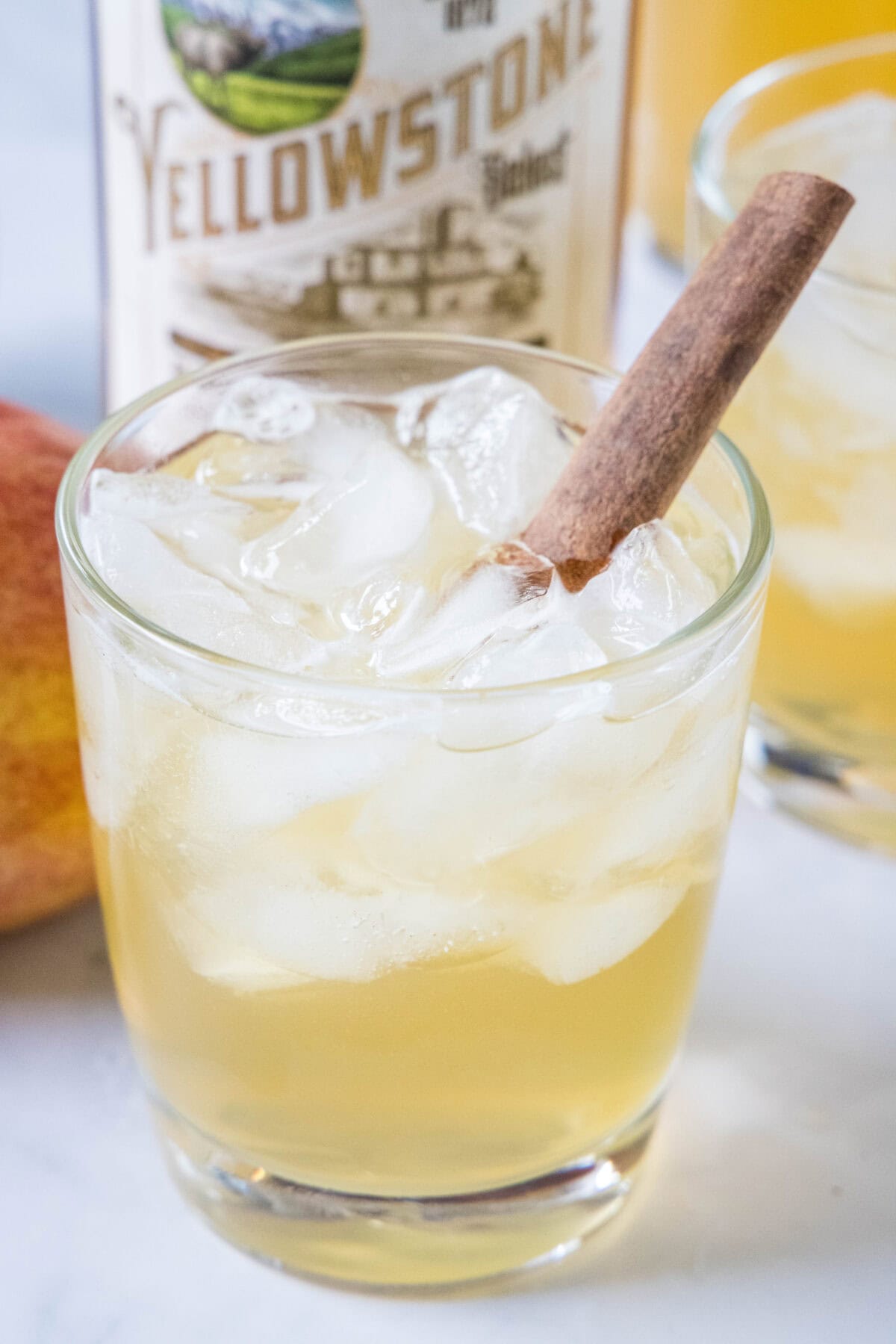 bourbon apple cider in a glass