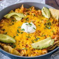 cropped close up chicken chilaquiles