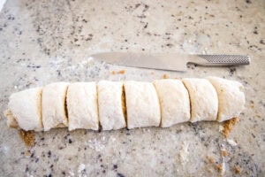 sliced into 8 pieces