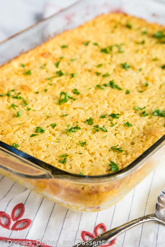 baking dish with corn casserole