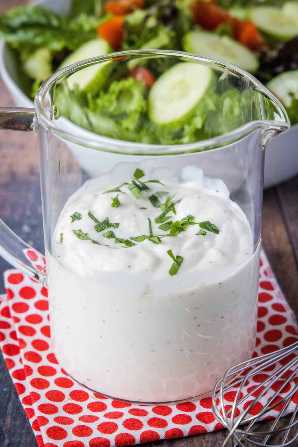 creamy garlic dressing in a jar