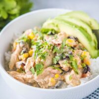 close up fiesta chicken and rice in a bowl
