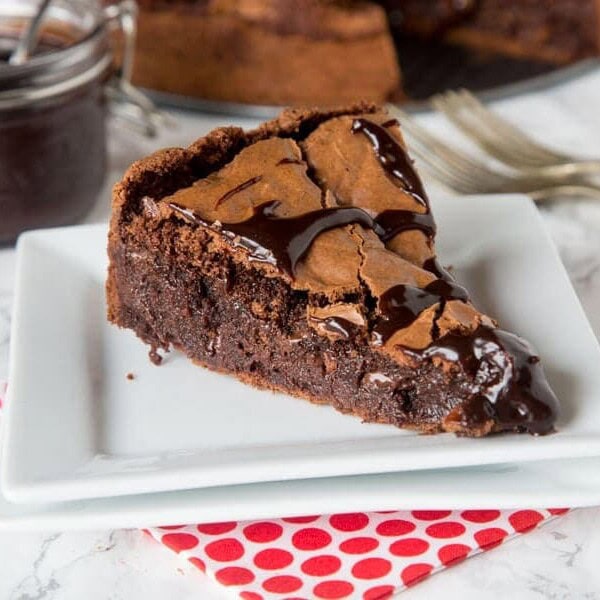 Slice of Gooey Brownie pie on a plate