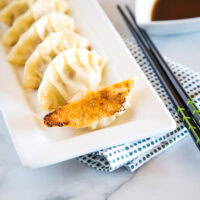 japanese pork drumplings on a plate