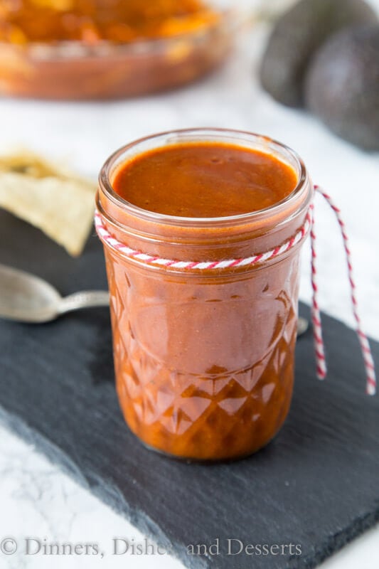 homemade enchilada sauce in a cup