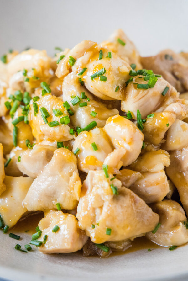 close up chicken bites in a bowl