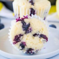 close up cropped image of lemon blueberry muffin