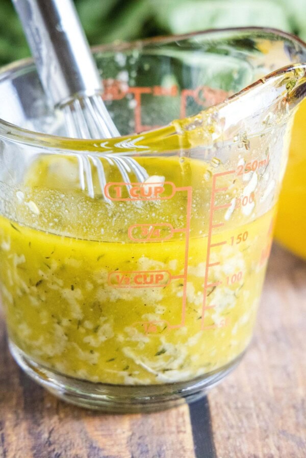 cropped close up of lemon vinaigrette