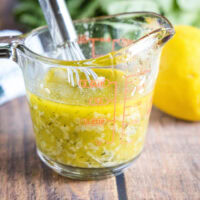 cropped close up of lemon vinaigrette
