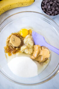 mixing wet ingredients for banana bread