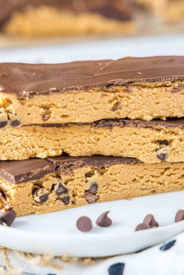close up homemade perfect bars on a white plate