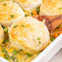 cropped close up chicken pot pie casserole