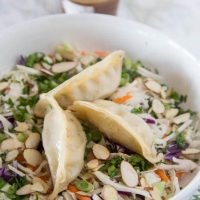 potstickers asian chopped salad in a bowl