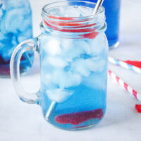 close up ocean water drink in a glass