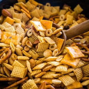 close up crockpot chex mix