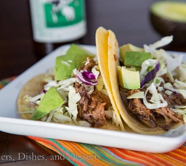 slow cooker chipotle beef tacos on a plate