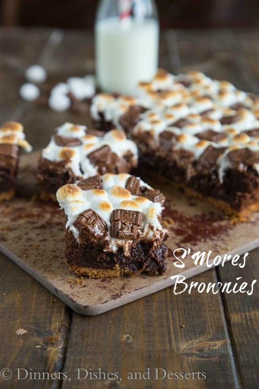 S'mores Brownies - Rich, fudgy homemade brownies on a graham cracker crust topped with toasted marshmallows and bits of chocolate! S'mores Brownies - rich, chocolatey, heaven!