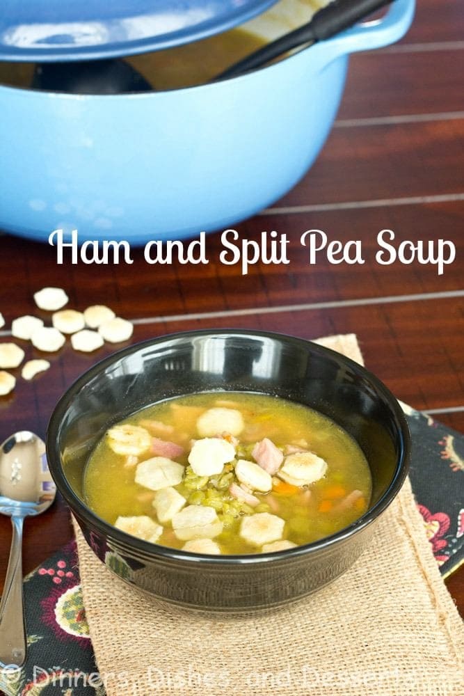 Ham and Split Pea Soup | @dinnersdishesdessert ham and split pea soup in a bowl