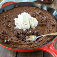 Triple Chocolate Brownie Skillet - warm, gooey, and lots of chocolate! {Dinners, Dishes, & Desserts}
